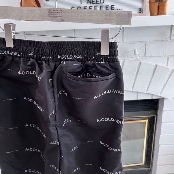 A-Cold-Wall* Black All-Over Logo Prints Nylon Jogger Pants - Picture 3 of 8